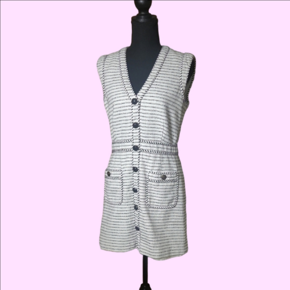 Veronica Beard Striped Sleeveless Button-Down Dress, Size 8